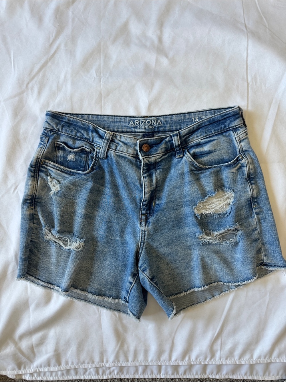 Arizona Jean Company Light Blue Distressed Denim Shorts